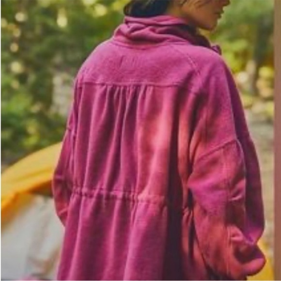 Free People Movement She’s All That Fleece Drawstring Zippered Pink Wine Size L - Picture 5 of 7